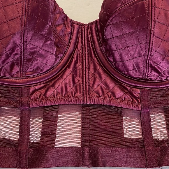 Victoria Secret VERY SEXY lined BLACONET satin mesh BRA merlot wine color 34B - Picture 5 of 15